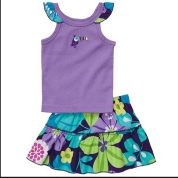 CARTER’S Purple Bird Skirt Set 6 months - Picture 1 of 3
